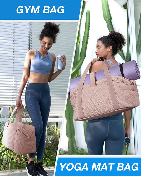 Weekender Bags for Women, Gym Bag with Yoga Mat, Travel Duffle Overnight Bag for Travel Essentials, Large Hospital Bag for Labor and Delivery(Pink)