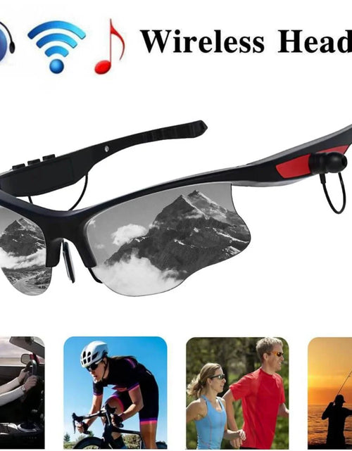 Load image into Gallery viewer, Sports Sunglasses, Wireless Bluetooth Headset with Sports Polarized Sunglasses, Smart Glasses Headphone Built-In Mic for Outdoor Cycling Running Driving Fishing (Black)
