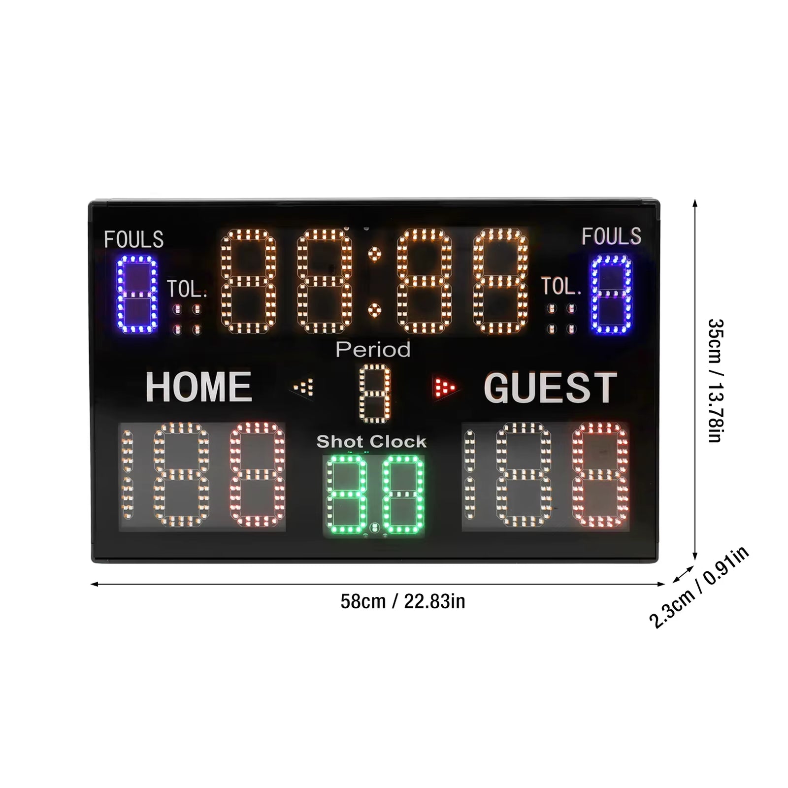 15 Digit Electronic Digital Scoreboard LED Display Multisport Portable Scoreboard Score Keeper for Basketball Gyms Recreation