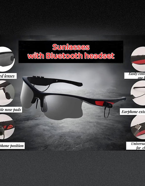 Load image into Gallery viewer, Sports Sunglasses, Wireless Bluetooth Headset with Sports Polarized Sunglasses, Smart Glasses Headphone Built-In Mic for Outdoor Cycling Running Driving Fishing (Black)
