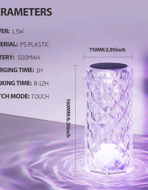 Load image into Gallery viewer, Crystalglow 16-Color Touch Lamp – RGB Rose Diamond Night Light with Remote for Living Room &amp; Romantic Ambiance
