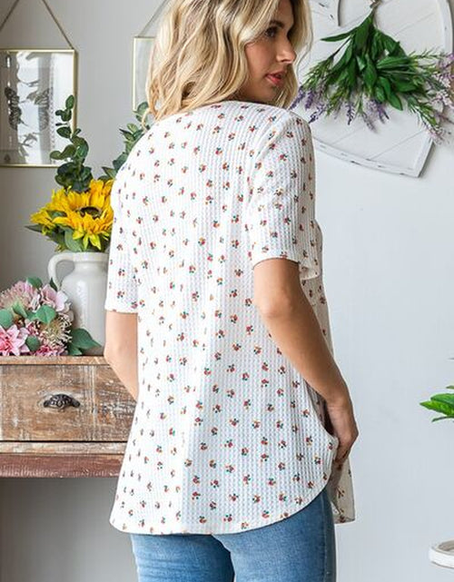 Load image into Gallery viewer, Heimish Full Size Crisscross Ditsy Floral Babydoll Top plus Size
