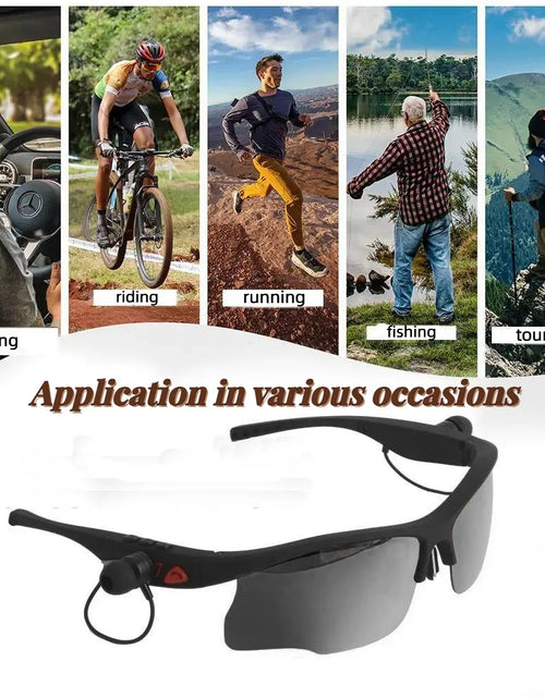 Load image into Gallery viewer, Sports Sunglasses, Wireless Bluetooth Headset with Sports Polarized Sunglasses, Smart Glasses Headphone Built-In Mic for Outdoor Cycling Running Driving Fishing (Black)
