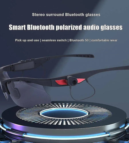 Sports Sunglasses, Wireless Bluetooth Headset with Sports Polarized Sunglasses, Smart Glasses Headphone Built-In Mic for Outdoor Cycling Running Driving Fishing (Black)