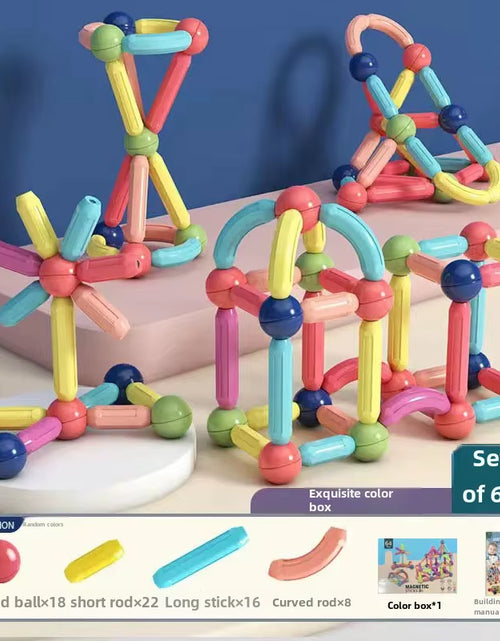 Load image into Gallery viewer, Magnabuild Buddies – Large Particle Magnetic Stick Blocks for Kids’ Creative Construction Play
