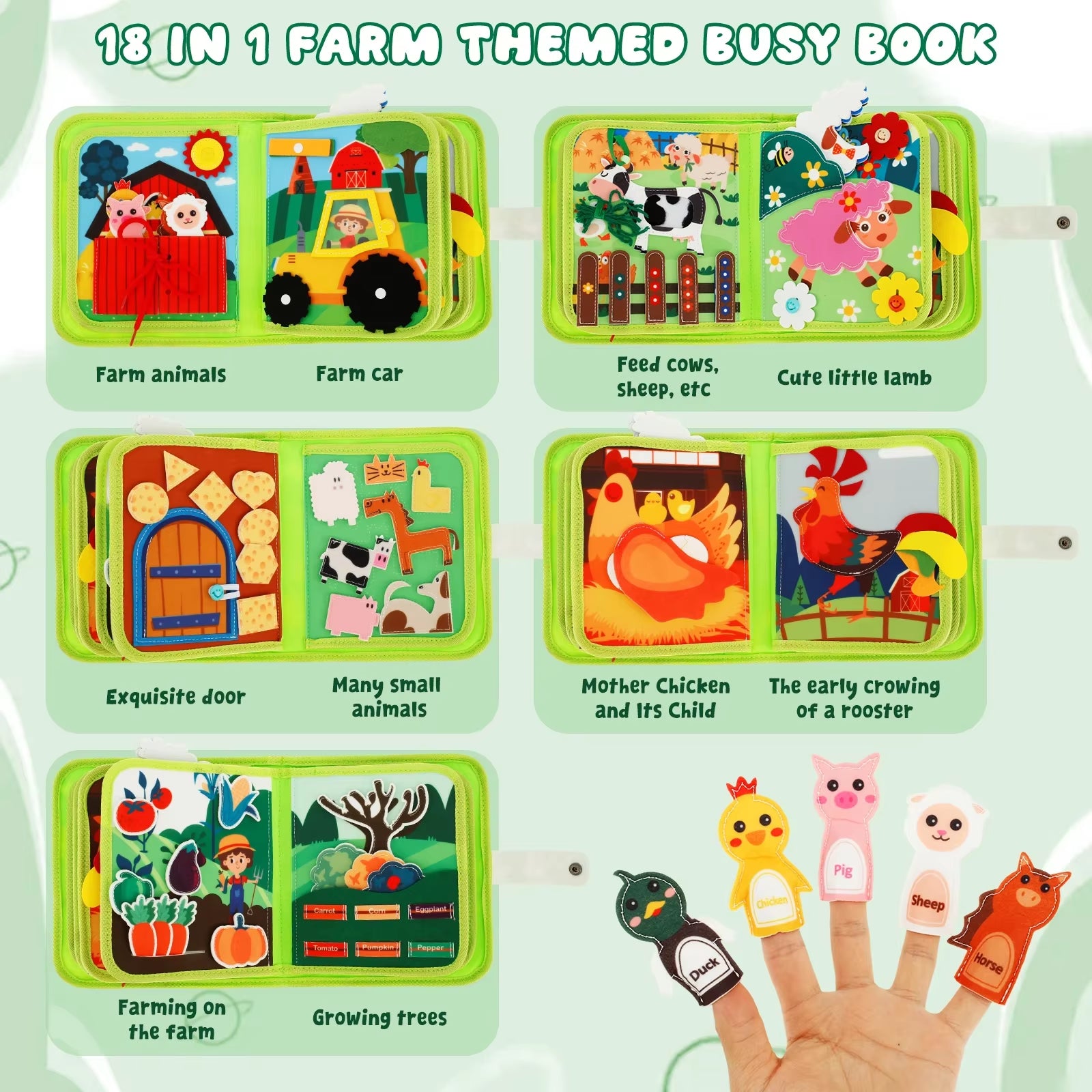 Little Learner Quiet Book – Soft Felt Sensory Activity Book for Toddlers & Preschool Education