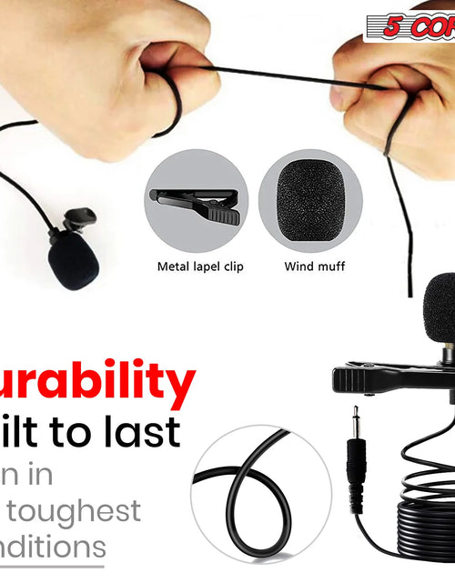 Load image into Gallery viewer, 5Core Lavalier Microphone Professional Tiny Shirt Clip on Lapel Mic Mini Wearable Microfono
