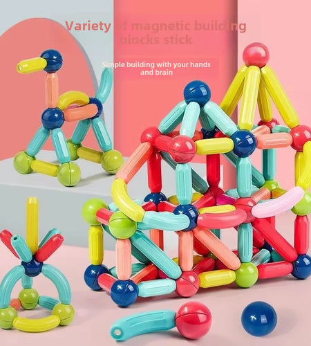 Magnabuild Buddies – Large Particle Magnetic Stick Blocks for Kids’ Creative Construction Play