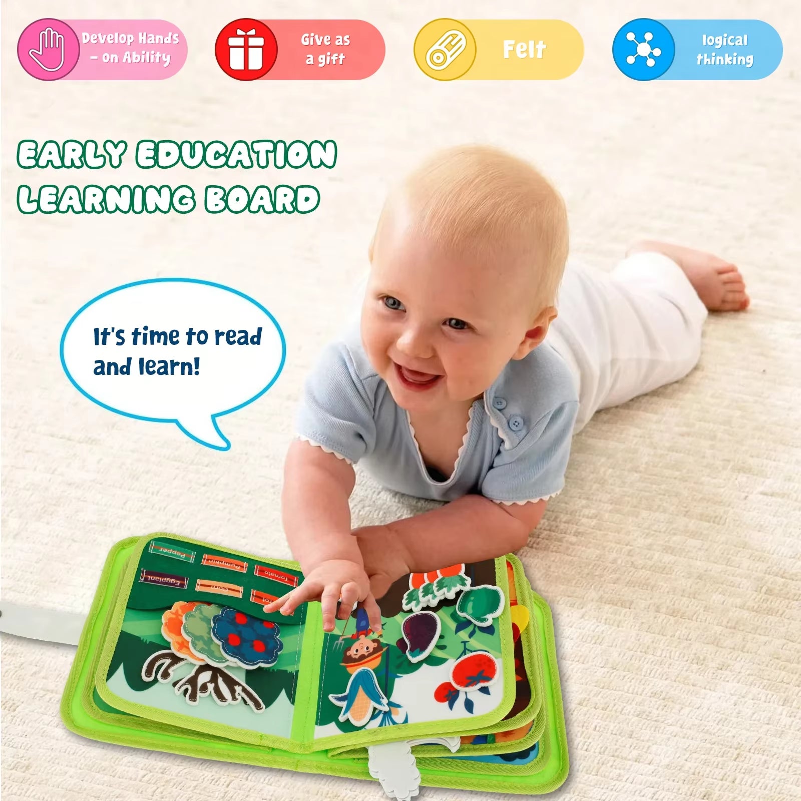 Little Learner Quiet Book – Soft Felt Sensory Activity Book for Toddlers & Preschool Education