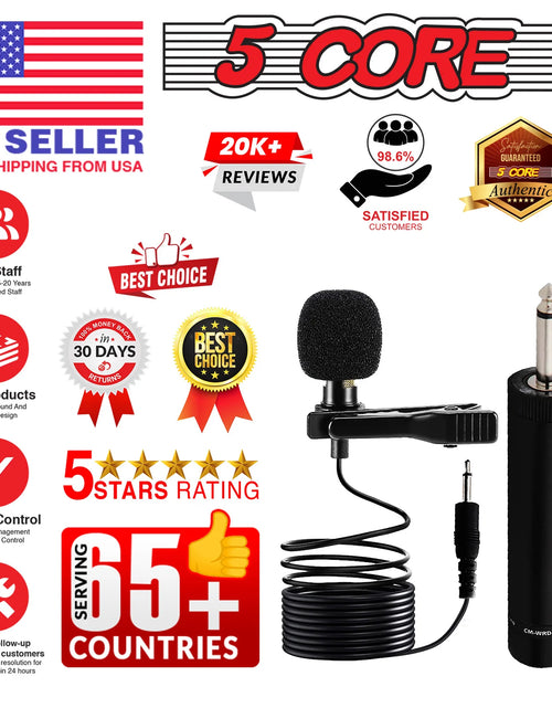 Load image into Gallery viewer, 5Core Lavalier Microphone Professional Tiny Shirt Clip on Lapel Mic Mini Wearable Microfono
