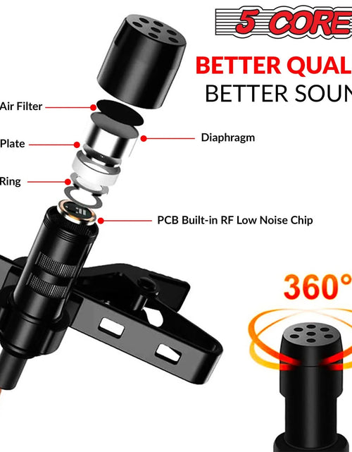 Load image into Gallery viewer, 5Core Lavalier Microphone Professional Tiny Shirt Clip on Lapel Mic Mini Wearable Microfono

