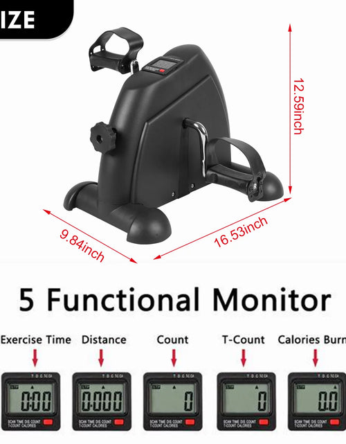Load image into Gallery viewer, Mini Indoor Pedal Exerciser Cycle Bike Leg Arm Desk W/Lcd Display Fitness Portable Pedal Stationary Bike Home Exercise Black
