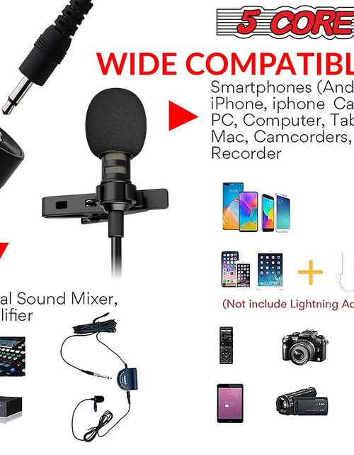 Load image into Gallery viewer, 5Core Lavalier Microphone Professional Tiny Shirt Clip on Lapel Mic Mini Wearable Microfono
