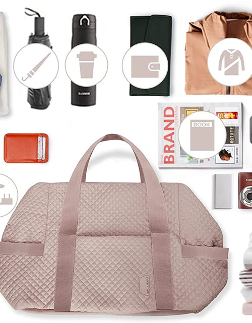 Load image into Gallery viewer, Weekender Bags for Women, Gym Bag with Yoga Mat, Travel Duffle Overnight Bag for Travel Essentials, Large Hospital Bag for Labor and Delivery(Pink)

