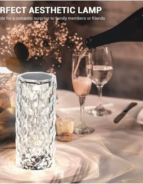 Load image into Gallery viewer, Crystalglow 16-Color Touch Lamp – RGB Rose Diamond Night Light with Remote for Living Room &amp; Romantic Ambiance
