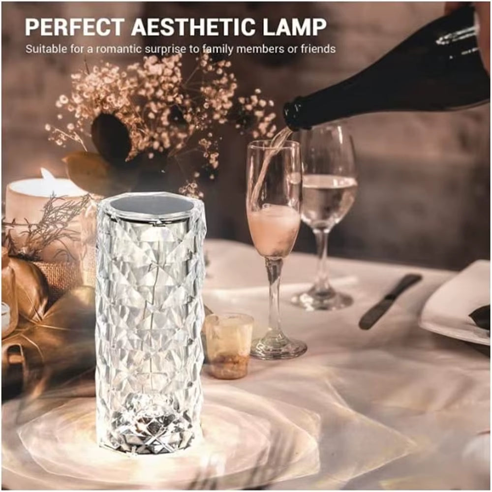 Crystalglow 16-Color Touch Lamp – RGB Rose Diamond Night Light with Remote for Living Room & Romantic Ambiance
