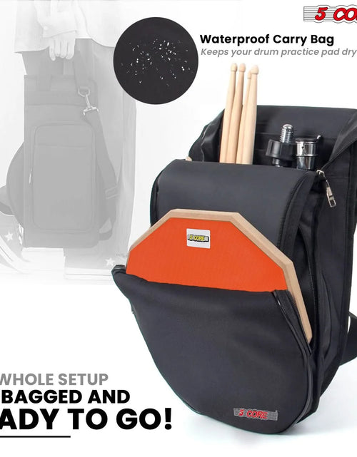 Load image into Gallery viewer, 5 Core Drum Practice Pad Set 12&quot; Adjustable Snare Drumming Stand Double Sided Silent Drummer Kit ORANGE
