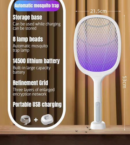 Zapaway USB Electric Mosquito Lamp & Fly Swatter – Portable Handheld Triple-Layer Mesh for Instant Relief