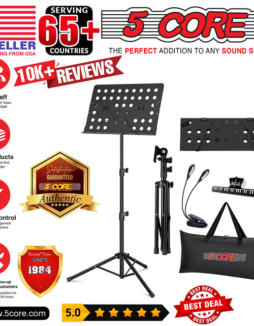 Load image into Gallery viewer, 5Core Music Stand for Sheet Music Portable Tripod Adjustable Folding Note Holder BLACK

