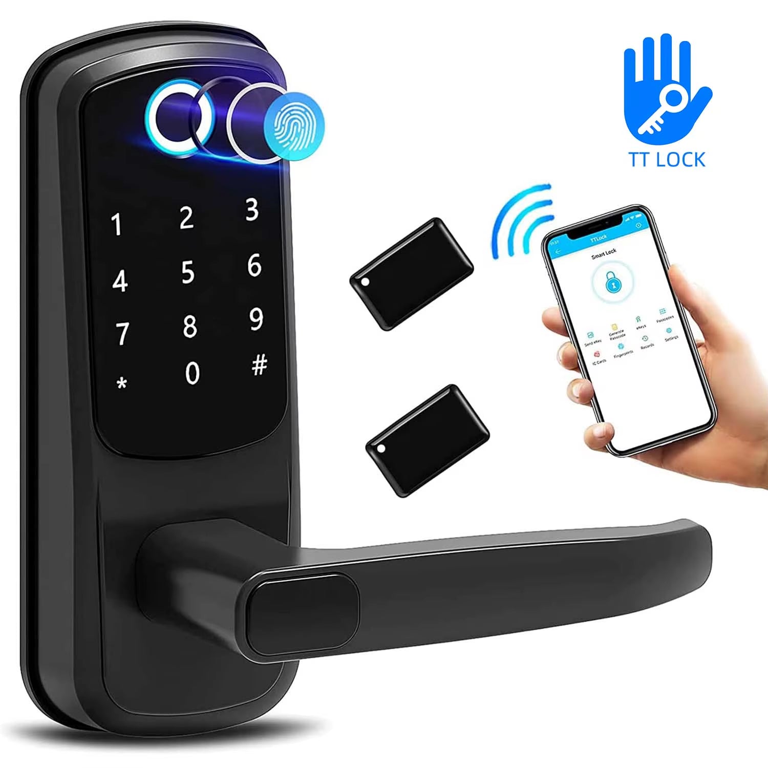 Smart Lock 5 in 1 Door Lock with Handle Biometric Technology Storage Memory Function TT LOCK APP Control