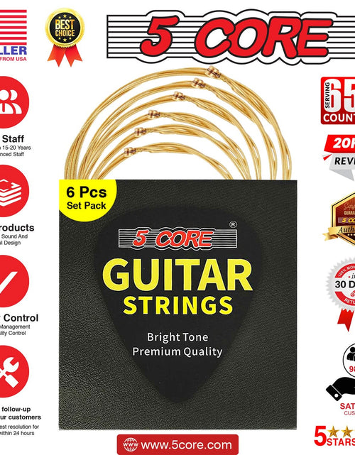 Load image into Gallery viewer, 5Core Acoustic Guitar Strings 0.010-0.047 Steel Gauge Heavy Duty W Bright Tone for 6 String Guitars
