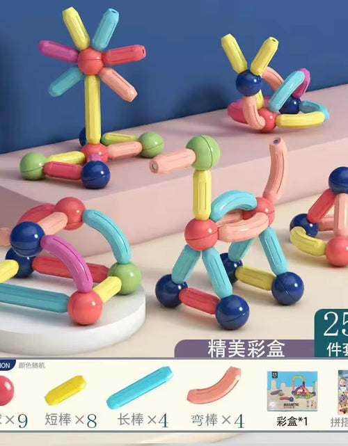 Load image into Gallery viewer, Magnabuild Buddies – Large Particle Magnetic Stick Blocks for Kids’ Creative Construction Play
