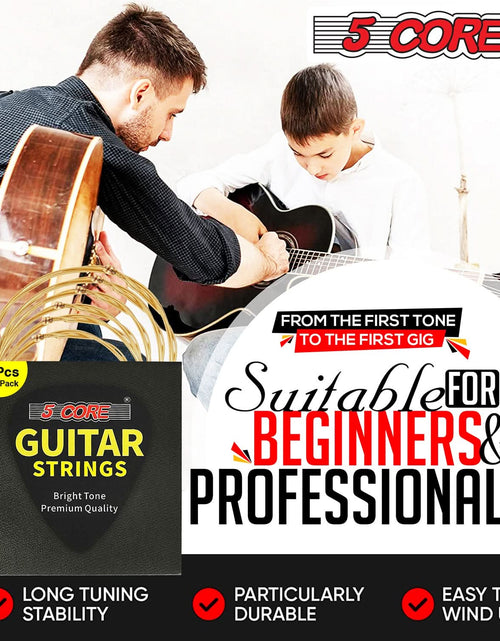 Load image into Gallery viewer, 5Core Acoustic Guitar Strings 0.010-0.047 Steel Gauge Heavy Duty W Bright Tone for 6 String Guitars

