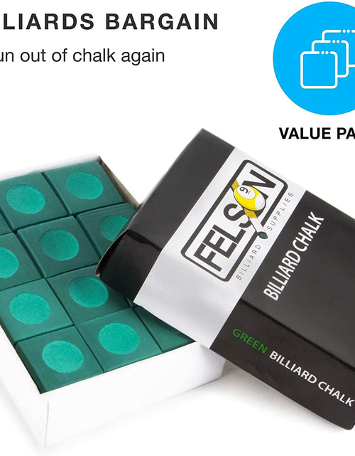Load image into Gallery viewer, Felson Pool Chalk Cubes - Pool Table Accessories for Table Billiards - Pool Cue Chalk for Games, Tournaments, Bars, Home, Sports and Hobbies, 12-Pack
