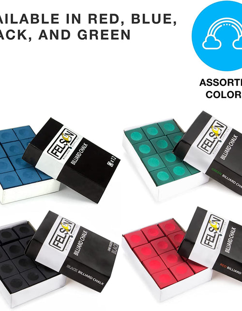 Load image into Gallery viewer, Felson Pool Chalk Cubes - Pool Table Accessories for Table Billiards - Pool Cue Chalk for Games, Tournaments, Bars, Home, Sports and Hobbies, 12-Pack
