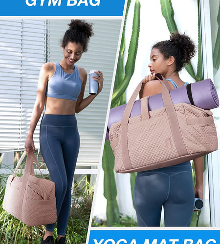 Weekender Bags for Women, Gym Bag with Yoga Mat, Travel Duffle Overnight Bag for Travel Essentials, Large Hospital Bag for Labor and Delivery(Pink)