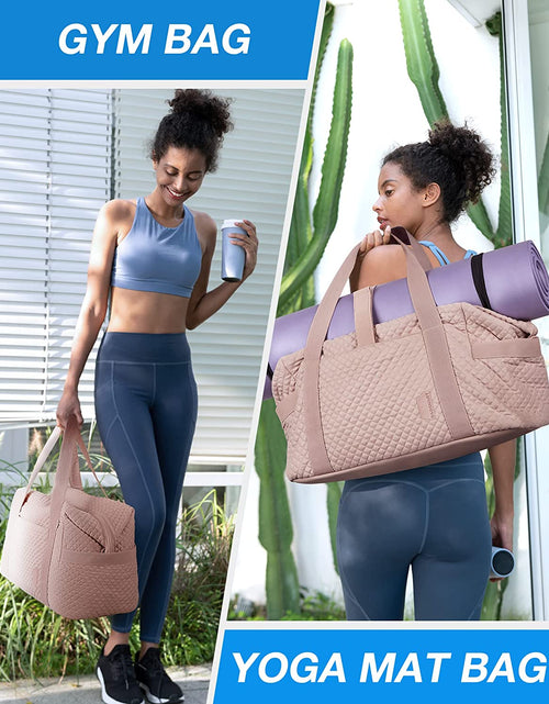 Load image into Gallery viewer, Weekender Bags for Women, Gym Bag with Yoga Mat, Travel Duffle Overnight Bag for Travel Essentials, Large Hospital Bag for Labor and Delivery(Pink)
