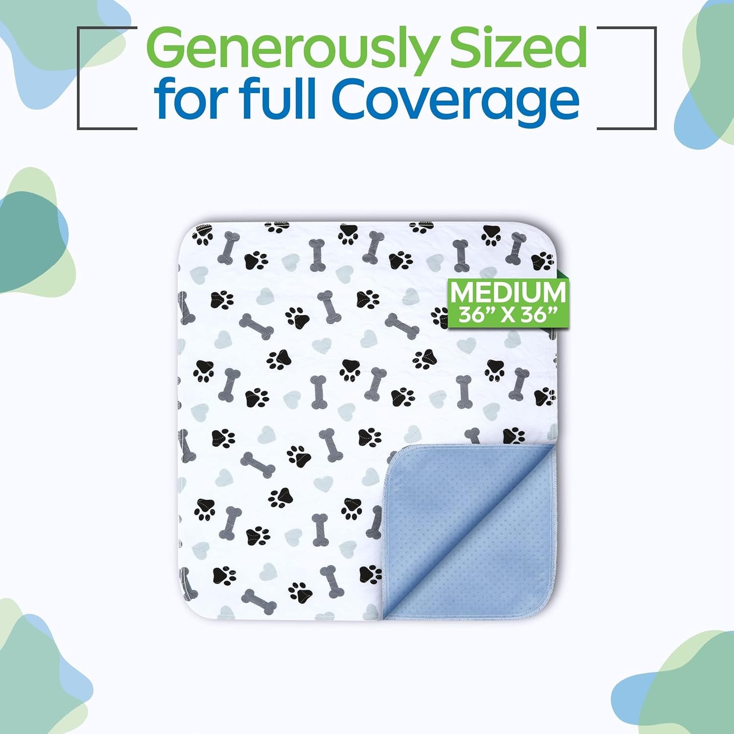 Washable Underpads - Large Pee Pads for Dogs, Machine Washable Reusable Puppy Pads, Waterproof Pet Training Pad, Dog Pee Pad, Anti-Slip Backing (Pack of 2 - 30X34)