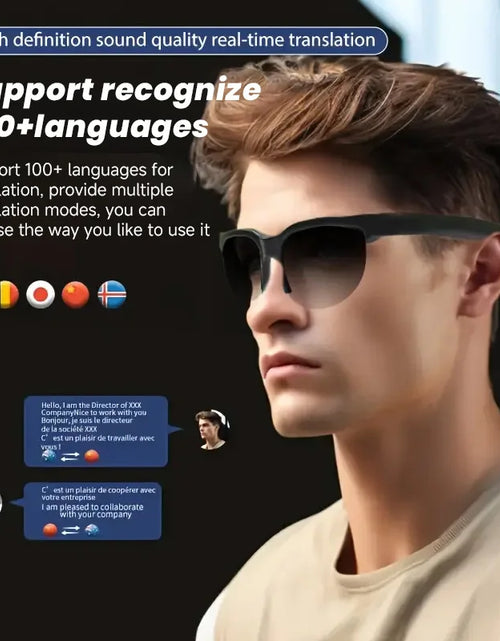 Load image into Gallery viewer, 2025 AI Translation Smart Glasses IP4 Bluetooth Call Headphones UV Protective Lenses Connected Bezel Outdoor Sports Sunglasses
