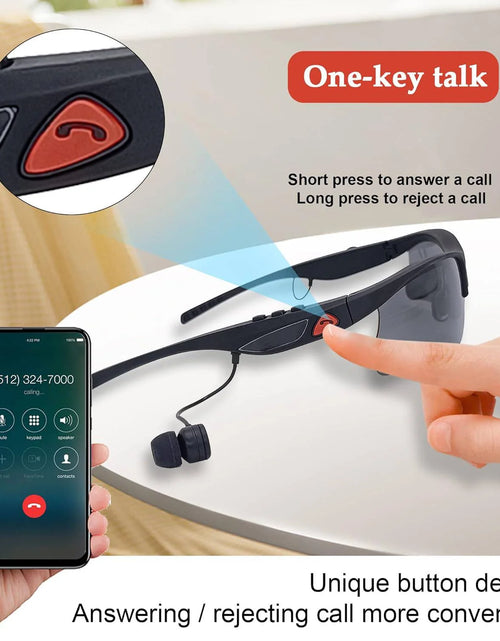 Load image into Gallery viewer, Sports Sunglasses, Wireless Bluetooth Headset with Sports Polarized Sunglasses, Smart Glasses Headphone Built-In Mic for Outdoor Cycling Running Driving Fishing (Black)
