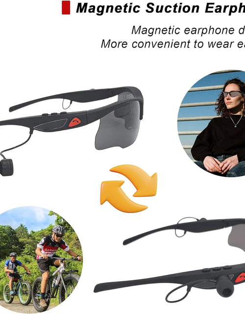 Load image into Gallery viewer, Sports Sunglasses, Wireless Bluetooth Headset with Sports Polarized Sunglasses, Smart Glasses Headphone Built-In Mic for Outdoor Cycling Running Driving Fishing (Black)
