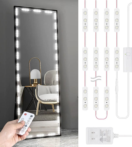 LED Vanity Mirror Light, Dimmable Hollywood Style 13Ft(4M) Ultra Bright White Lights, with RF Remote, for Full Body Mirror, Makeup Vanity Table & Bathroom (Mirror Not Include)