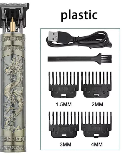 Load image into Gallery viewer, Rechargeable Trimmer with Engraved Dragon &amp; Buddha Design
