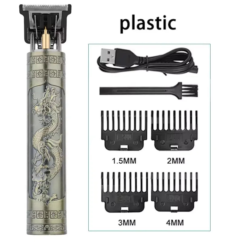 Rechargeable Trimmer with Engraved Dragon & Buddha Design