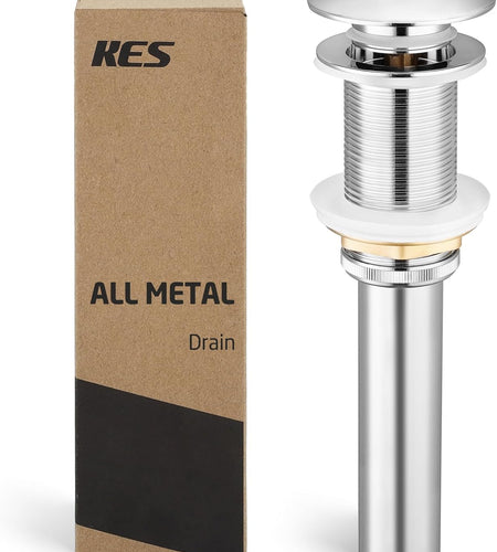 Bathroom Sink Drain without Overflow Vessel Sink Lavatory Vanity Pop up Drain Stopper Polished Chrome, S2008D-CH