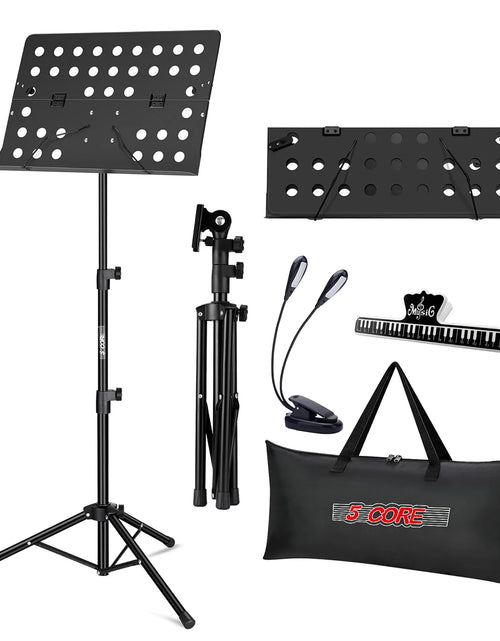 Load image into Gallery viewer, 5Core Music Stand for Sheet Music Portable Tripod Adjustable Folding Note Holder BLACK
