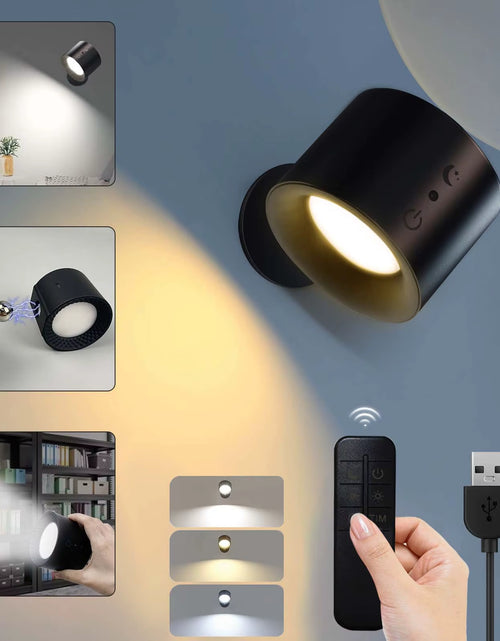 Load image into Gallery viewer, Glowflex Touch Wall Lamp – Dual Head LED Light with Remote, 360° Rotation &amp; USB Rechargeable Design
