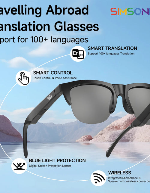 Load image into Gallery viewer, 2025 AI Translation Smart Glasses IP4 Bluetooth Call Headphones UV Protective Lenses Connected Bezel Outdoor Sports Sunglasses
