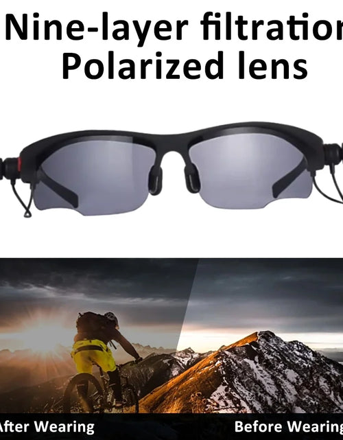 Load image into Gallery viewer, Sports Sunglasses, Wireless Bluetooth Headset with Sports Polarized Sunglasses, Smart Glasses Headphone Built-In Mic for Outdoor Cycling Running Driving Fishing (Black)
