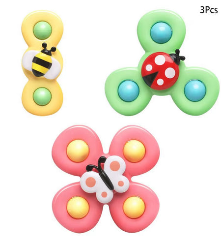 Splashfun 3-Piece Baby Bath Toy Set – Fun Cartoon Spinner Suction Cup Rattles for Babies & Toddlers