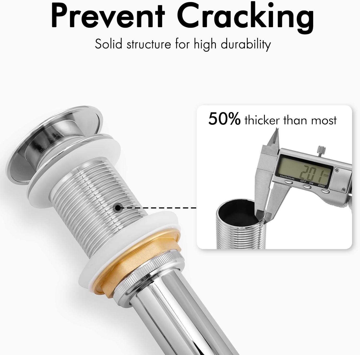 Bathroom Sink Drain without Overflow Vessel Sink Lavatory Vanity Pop up Drain Stopper Polished Chrome, S2008D-CH