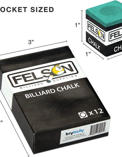 Load image into Gallery viewer, Felson Pool Chalk Cubes - Pool Table Accessories for Table Billiards - Pool Cue Chalk for Games, Tournaments, Bars, Home, Sports and Hobbies, 12-Pack
