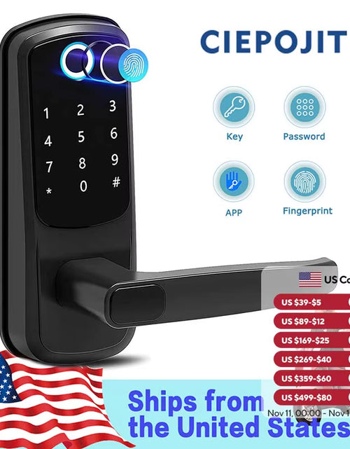 Load image into Gallery viewer, Smart Lock 5 in 1 Door Lock with Handle Biometric Technology Storage Memory Function TT LOCK APP Control
