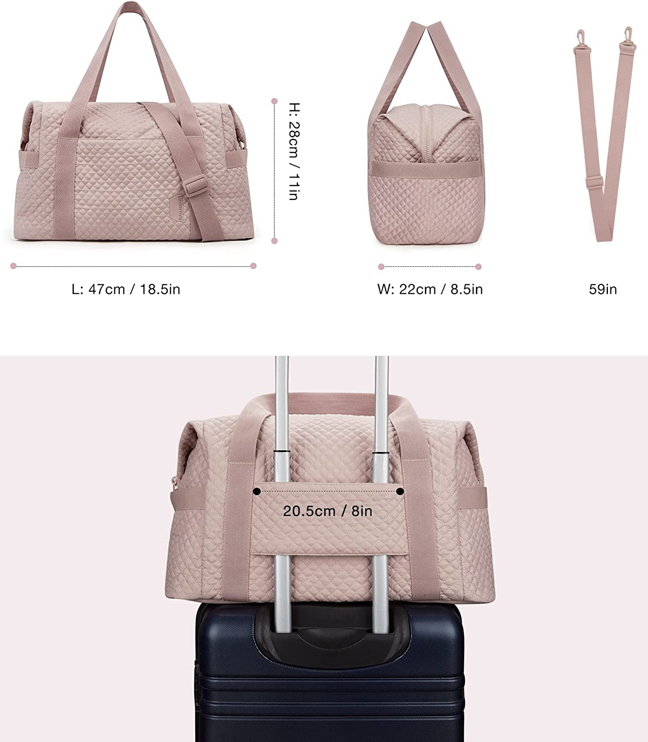 Weekender Bags for Women, Gym Bag with Yoga Mat, Travel Duffle Overnight Bag for Travel Essentials, Large Hospital Bag for Labor and Delivery(Pink)