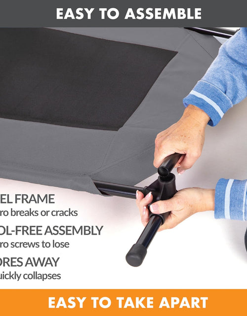 Load image into Gallery viewer, Original Pet Cot Elevated Dog Bed Gray/Black Mesh Large 30 X 42 X 7 Inches
