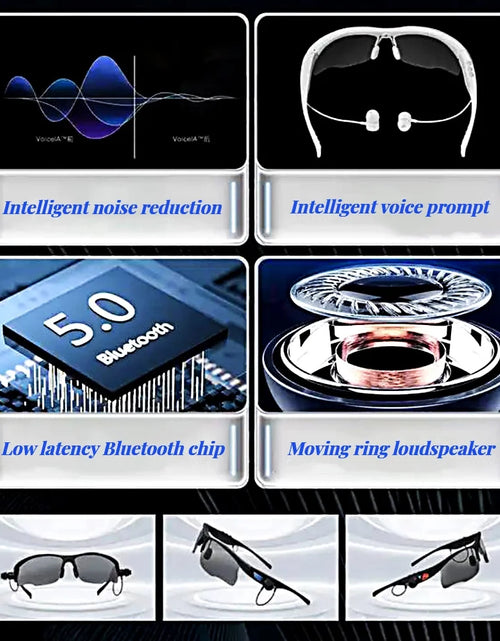 Load image into Gallery viewer, Sports Sunglasses, Wireless Bluetooth Headset with Sports Polarized Sunglasses, Smart Glasses Headphone Built-In Mic for Outdoor Cycling Running Driving Fishing (Black)
